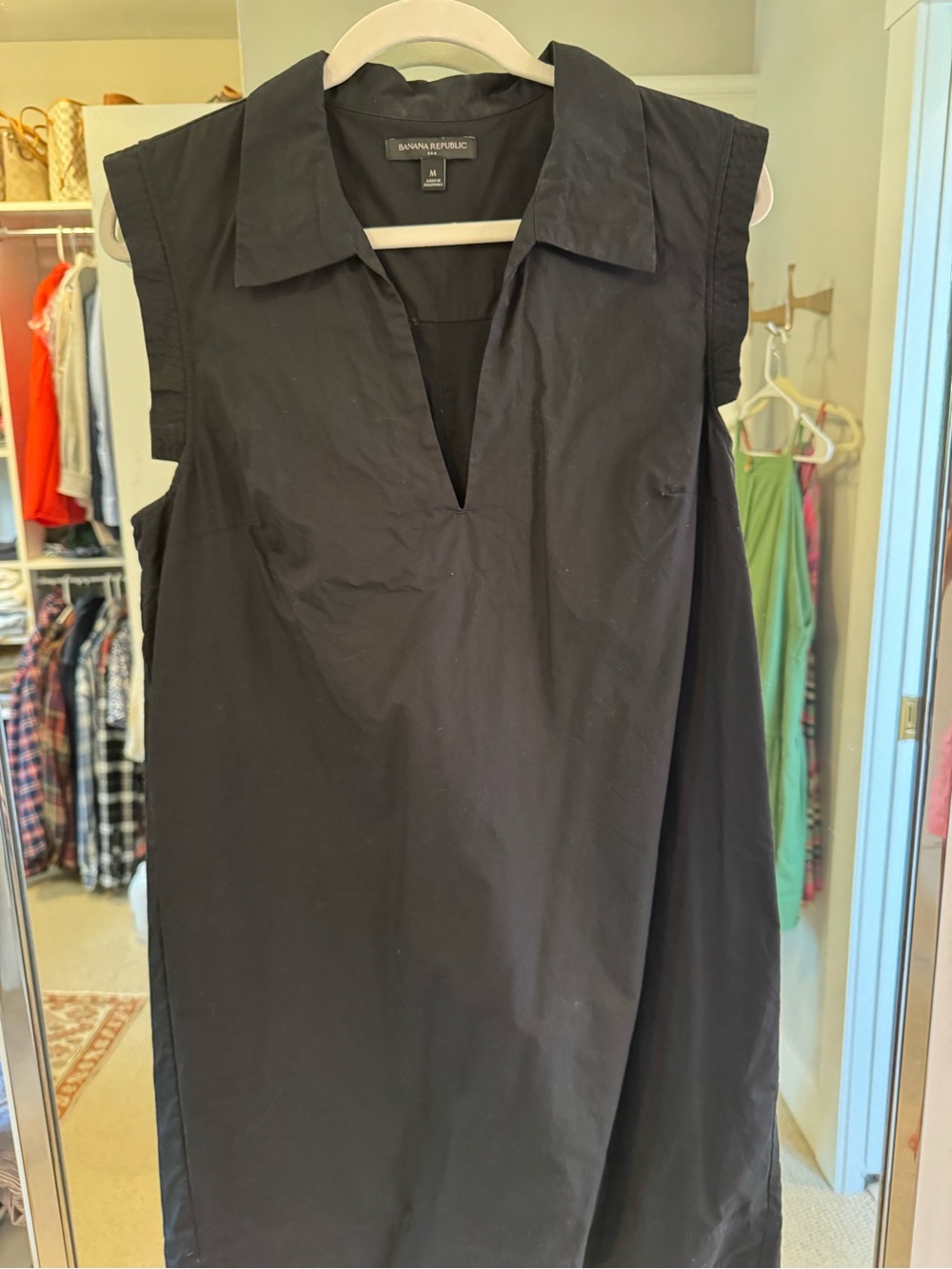 Banana Republic Black Collared Shirt Dress
